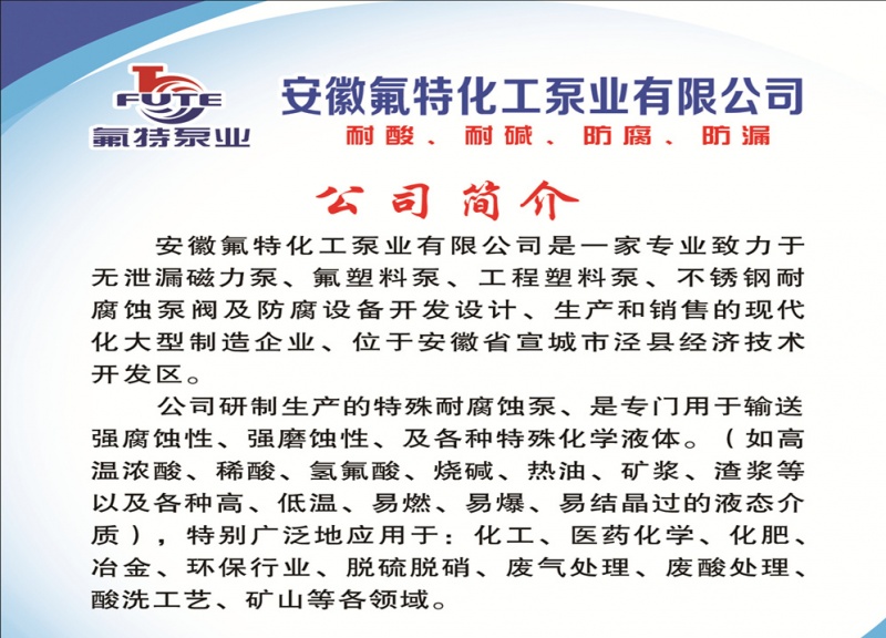 安徽氟特化工泵业有限