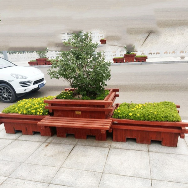 防腐木花箱座椅款