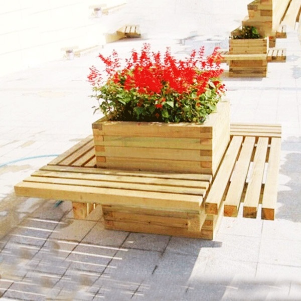 防腐木花箱座椅款