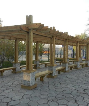 汶川姜射坝水厂防腐木景观工程