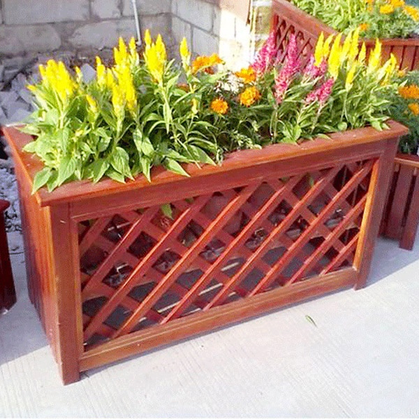 防腐木花箱网格款
