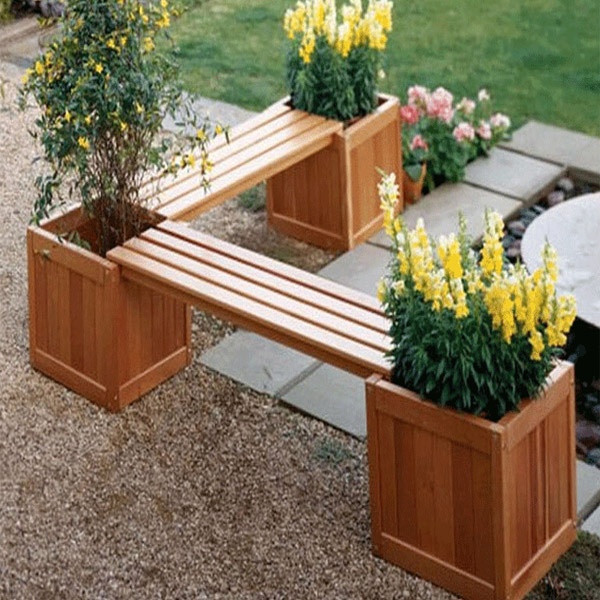 防腐木花箱座椅款