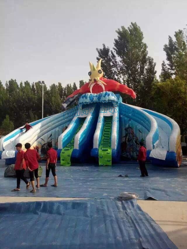 章鱼4道充气水滑梯